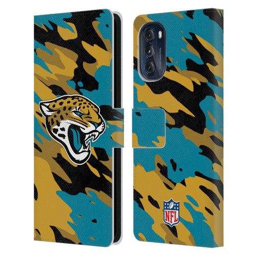 NFL Jacksonville Jaguars Logo Camou Leather Book Wallet Case Cover For Motorola Moto G (2022)