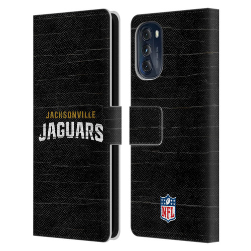 NFL Jacksonville Jaguars Logo Distressed Look Leather Book Wallet Case Cover For Motorola Moto G (2022)