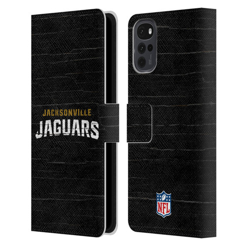 NFL Jacksonville Jaguars Logo Distressed Look Leather Book Wallet Case Cover For Motorola Moto G22