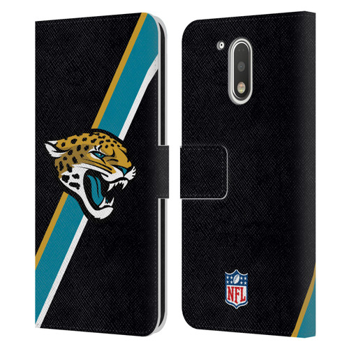 NFL Jacksonville Jaguars Logo Stripes Leather Book Wallet Case Cover For Motorola Moto G41