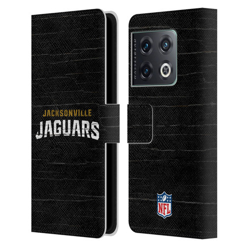 NFL Jacksonville Jaguars Logo Distressed Look Leather Book Wallet Case Cover For OnePlus 10 Pro