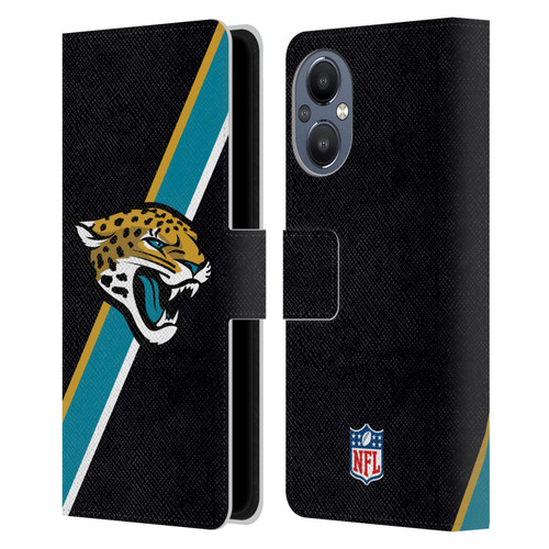 NFL Jacksonville Jaguars Logo Stripes Leather Book Wallet Case Cover For OnePlus Nord N20 5G