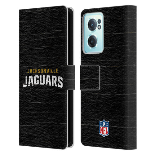 NFL Jacksonville Jaguars Logo Distressed Look Leather Book Wallet Case Cover For OnePlus Nord CE 2 5G