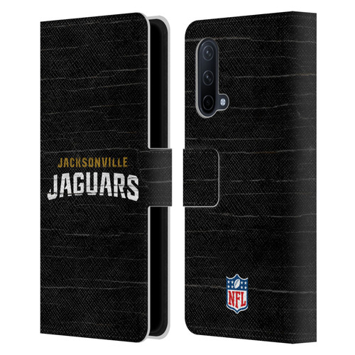 NFL Jacksonville Jaguars Logo Distressed Look Leather Book Wallet Case Cover For OnePlus Nord CE 5G