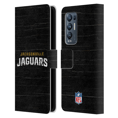 NFL Jacksonville Jaguars Logo Distressed Look Leather Book Wallet Case Cover For OPPO Find X3 Neo / Reno5 Pro+ 5G