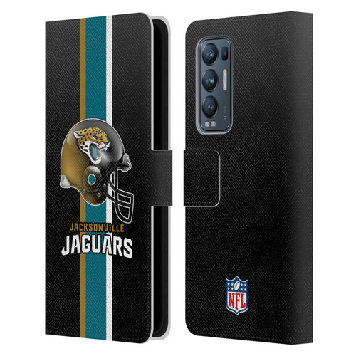 NFL Jacksonville Jaguars Logo Helmet Leather Book Wallet Case Cover For OPPO Find X3 Neo / Reno5 Pro+ 5G