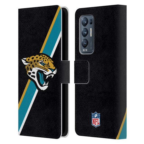 NFL Jacksonville Jaguars Logo Stripes Leather Book Wallet Case Cover For OPPO Find X3 Neo / Reno5 Pro+ 5G
