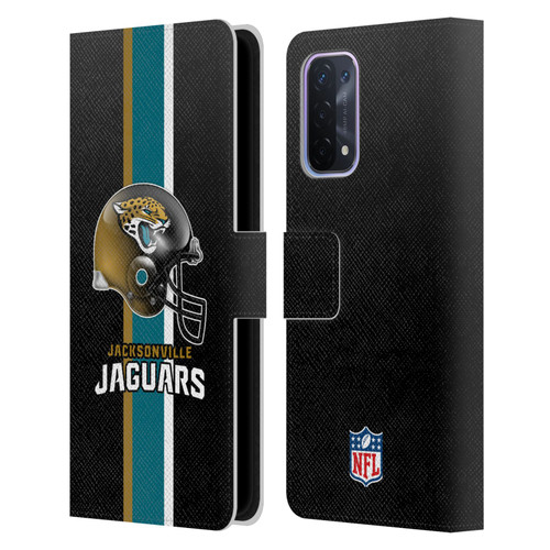 NFL Jacksonville Jaguars Logo Helmet Leather Book Wallet Case Cover For OPPO A54 5G