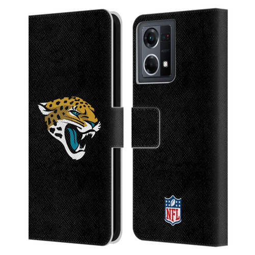 NFL Jacksonville Jaguars Logo Plain Leather Book Wallet Case Cover For OPPO Reno8 4G