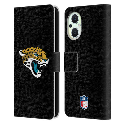 NFL Jacksonville Jaguars Logo Plain Leather Book Wallet Case Cover For OPPO Reno8 Lite