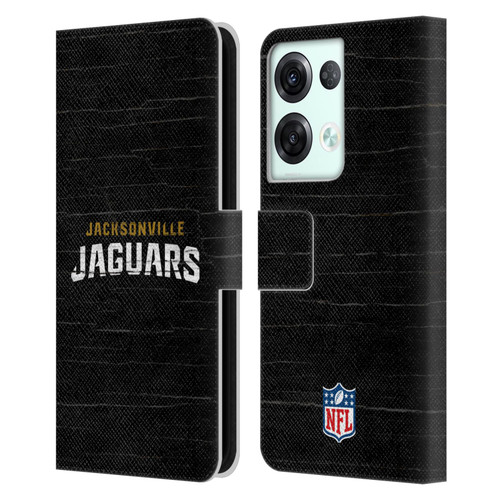 NFL Jacksonville Jaguars Logo Distressed Look Leather Book Wallet Case Cover For OPPO Reno8 Pro