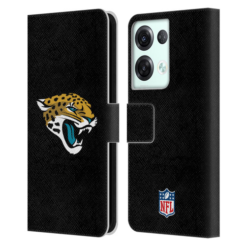 NFL Jacksonville Jaguars Logo Plain Leather Book Wallet Case Cover For OPPO Reno8 Pro
