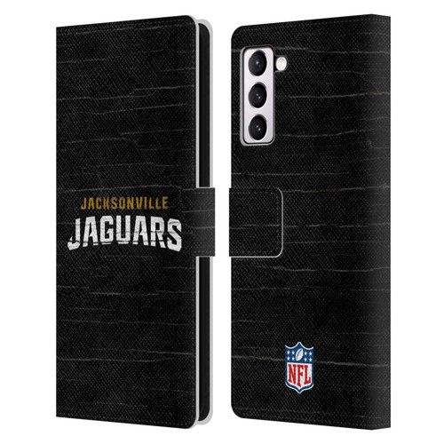 NFL Jacksonville Jaguars Logo Distressed Look Leather Book Wallet Case Cover For Samsung Galaxy S21+ 5G
