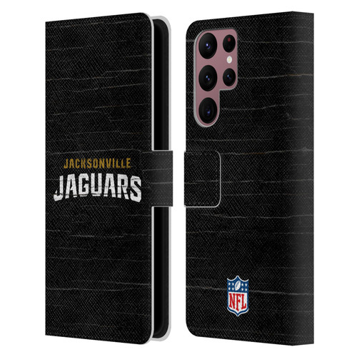 NFL Jacksonville Jaguars Logo Distressed Look Leather Book Wallet Case Cover For Samsung Galaxy S22 Ultra 5G