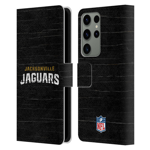 NFL Jacksonville Jaguars Logo Distressed Look Leather Book Wallet Case Cover For Samsung Galaxy S23 Ultra 5G