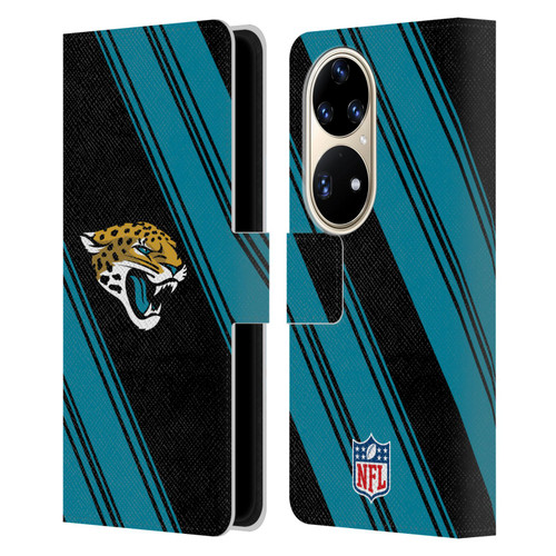 NFL Jacksonville Jaguars Artwork Stripes Leather Book Wallet Case Cover For Huawei P50 Pro