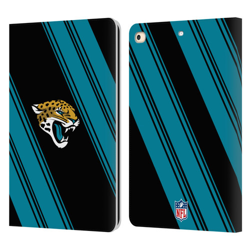 NFL Jacksonville Jaguars Artwork Stripes Leather Book Wallet Case Cover For Apple iPad 9.7 2017 / iPad 9.7 2018