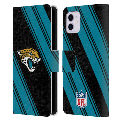 NFL Jacksonville Jaguars Artwork Stripes Leather Book Wallet Case Cover For Apple iPhone 11