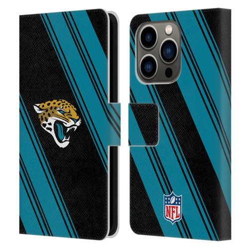 NFL Jacksonville Jaguars Artwork Stripes Leather Book Wallet Case Cover For Apple iPhone 14 Pro