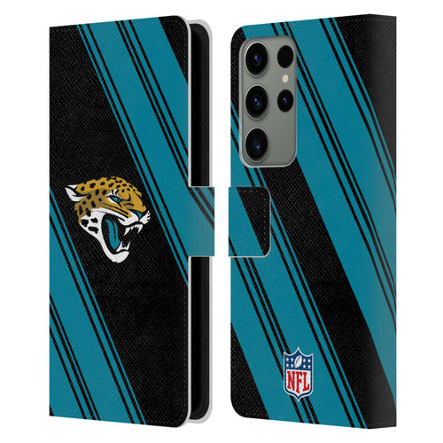 NFL Jacksonville Jaguars Artwork Stripes Leather Book Wallet Case Cover For Samsung Galaxy S23 Ultra 5G