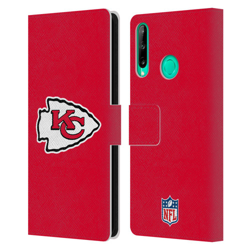 NFL Kansas City Chiefs Logo Plain Leather Book Wallet Case Cover For Huawei P40 lite E