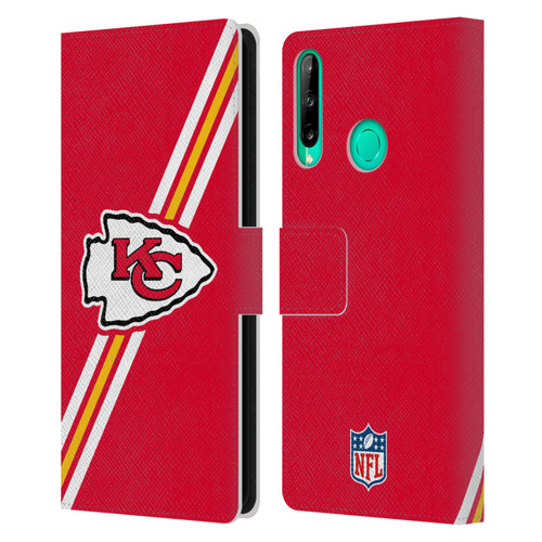 NFL Kansas City Chiefs Logo Stripes Leather Book Wallet Case Cover For Huawei P40 lite E