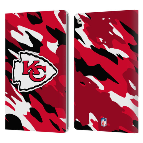 NFL Kansas City Chiefs Logo Camou Leather Book Wallet Case Cover For Apple iPad 10.2 2019/2020/2021