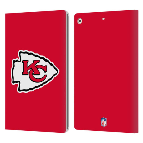 NFL Kansas City Chiefs Logo Plain Leather Book Wallet Case Cover For Apple iPad 10.2 2019/2020/2021