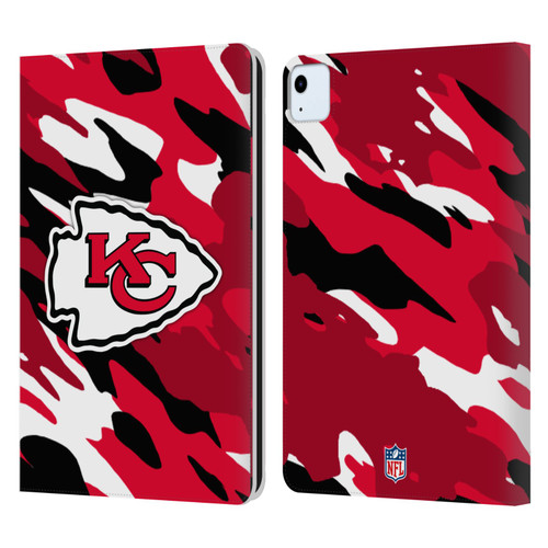 NFL Kansas City Chiefs Logo Camou Leather Book Wallet Case Cover For Apple iPad Air 2020 / 2022