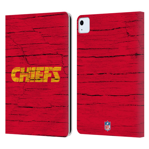 NFL Kansas City Chiefs Logo Distressed Look Leather Book Wallet Case Cover For Apple iPad Air 2020 / 2022