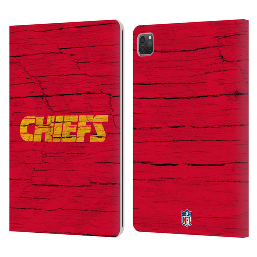 NFL Kansas City Chiefs Logo Distressed Look Leather Book Wallet Case Cover For Apple iPad Pro 11 2020 / 2021 / 2022