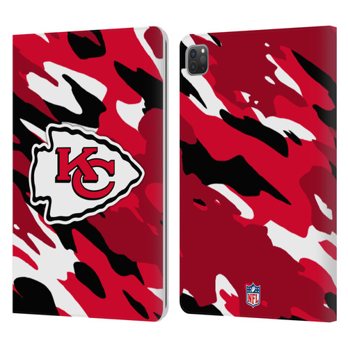 NFL Kansas City Chiefs Logo Camou Leather Book Wallet Case Cover For Apple iPad Pro 11 2020 / 2021 / 2022