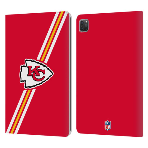 NFL Kansas City Chiefs Logo Stripes Leather Book Wallet Case Cover For Apple iPad Pro 11 2020 / 2021 / 2022