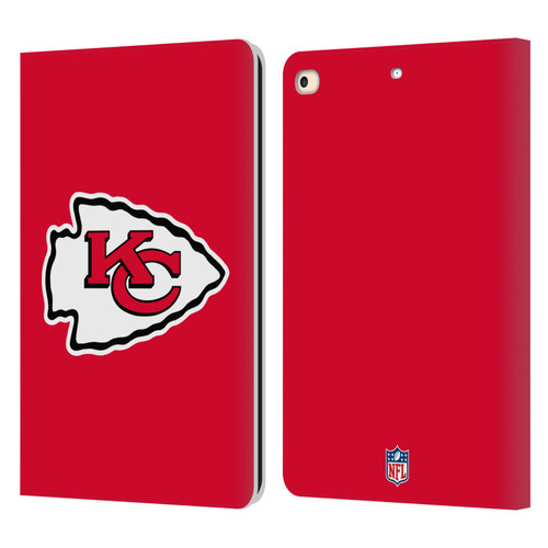 NFL Kansas City Chiefs Logo Plain Leather Book Wallet Case Cover For Apple iPad 9.7 2017 / iPad 9.7 2018