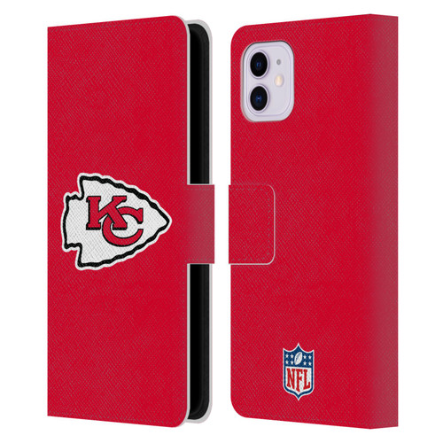 NFL Kansas City Chiefs Logo Plain Leather Book Wallet Case Cover For Apple iPhone 11