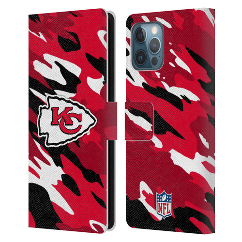 NFL Kansas City Chiefs Logo Camou Leather Book Wallet Case Cover For Apple iPhone 12 Pro Max