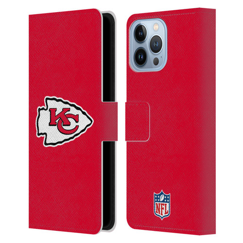 NFL Kansas City Chiefs Logo Plain Leather Book Wallet Case Cover For Apple iPhone 13 Pro Max