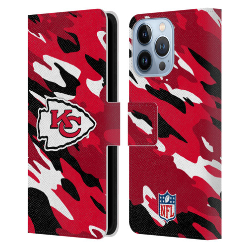 NFL Kansas City Chiefs Logo Camou Leather Book Wallet Case Cover For Apple iPhone 13 Pro