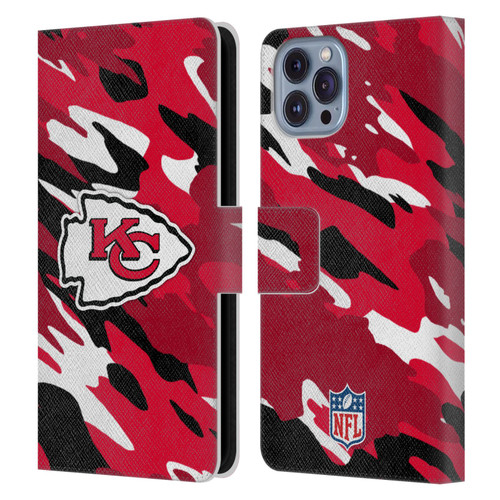 NFL Kansas City Chiefs Logo Camou Leather Book Wallet Case Cover For Apple iPhone 14
