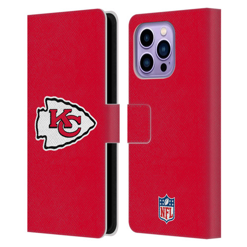 NFL Kansas City Chiefs Logo Plain Leather Book Wallet Case Cover For Apple iPhone 14 Pro Max