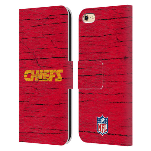 NFL Kansas City Chiefs Logo Distressed Look Leather Book Wallet Case Cover For Apple iPhone 6 / iPhone 6s