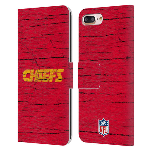 NFL Kansas City Chiefs Logo Distressed Look Leather Book Wallet Case Cover For Apple iPhone 7 Plus / iPhone 8 Plus