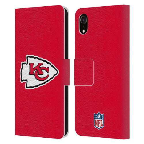 NFL Kansas City Chiefs Logo Plain Leather Book Wallet Case Cover For Apple iPhone XR
