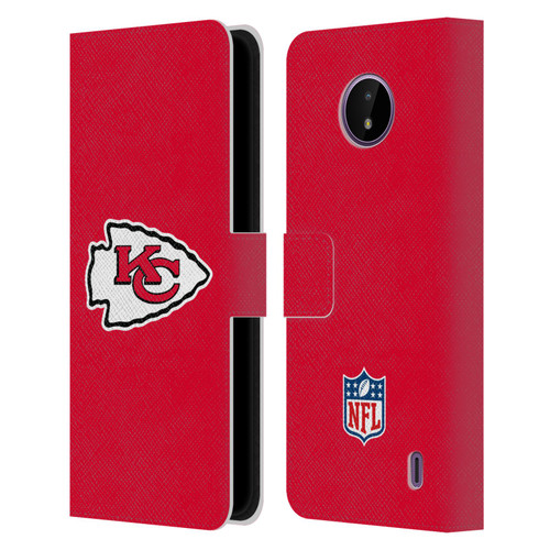 NFL Kansas City Chiefs Logo Plain Leather Book Wallet Case Cover For Nokia C10 / C20