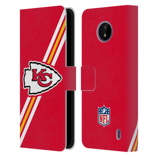 NFL Kansas City Chiefs Logo Stripes Leather Book Wallet Case Cover For Nokia C10 / C20