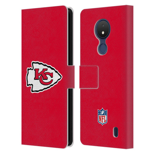 NFL Kansas City Chiefs Logo Plain Leather Book Wallet Case Cover For Nokia C21