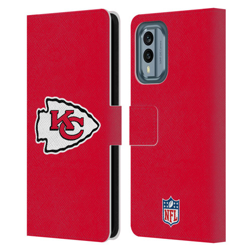 NFL Kansas City Chiefs Logo Plain Leather Book Wallet Case Cover For Nokia X30