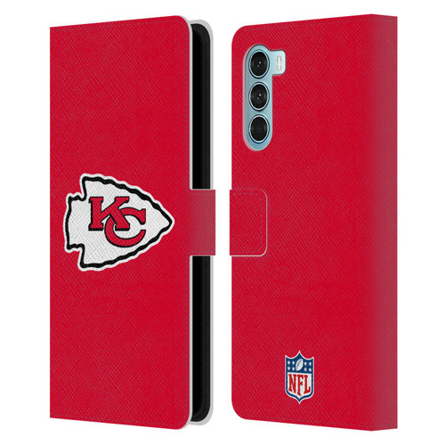 NFL Kansas City Chiefs Logo Plain Leather Book Wallet Case Cover For Motorola Edge S30 / Moto G200 5G