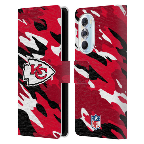 NFL Kansas City Chiefs Logo Camou Leather Book Wallet Case Cover For Motorola Edge X30