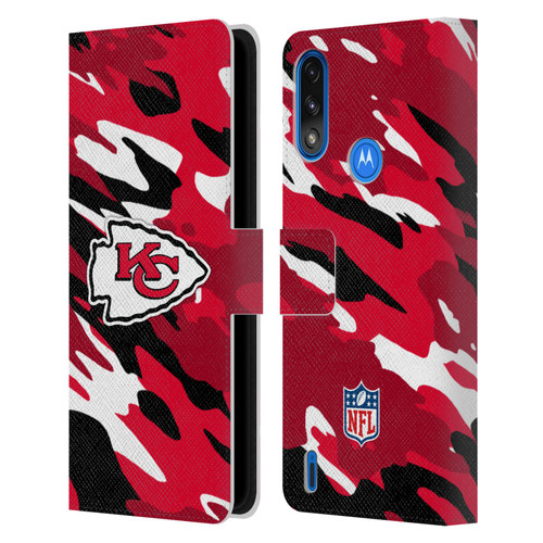 NFL Kansas City Chiefs Logo Camou Leather Book Wallet Case Cover For Motorola Moto E7 Power / Moto E7i Power